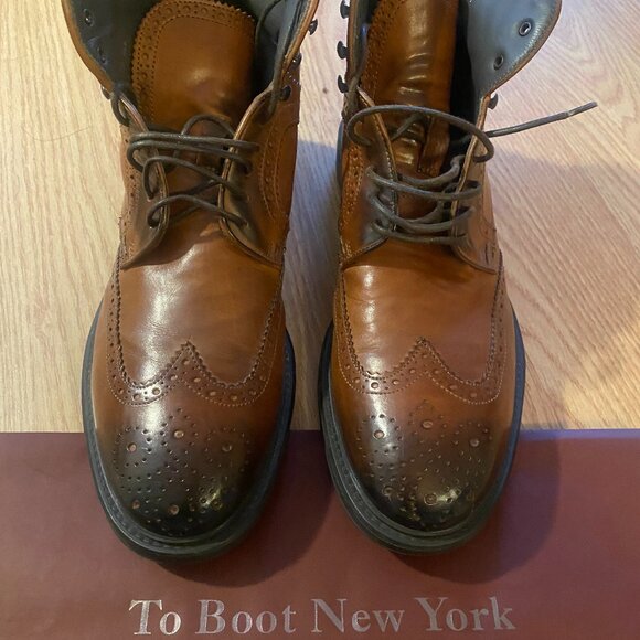 TO BOOT NEW YORK Jarod Brown Leather Boots Sz 7 - Fit larger - NEW! - Picture 1 of 7